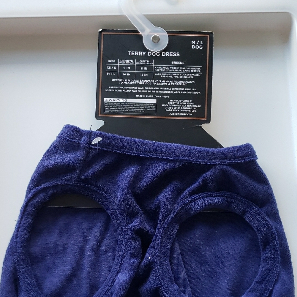 Juicy Couture Navy Pet Dress with Rhinestone Logo - Picture 3 of 10
